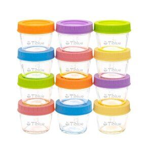 Glass Baby Food Storage Containers Set of 12, Leakproof 4 oz Reusable Food Jars